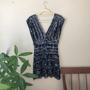 Mac Dugall Couture black sequined, beaded dress